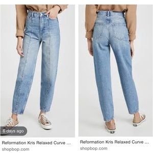 NWOT Reformation kris relaxed curve seamed jeans